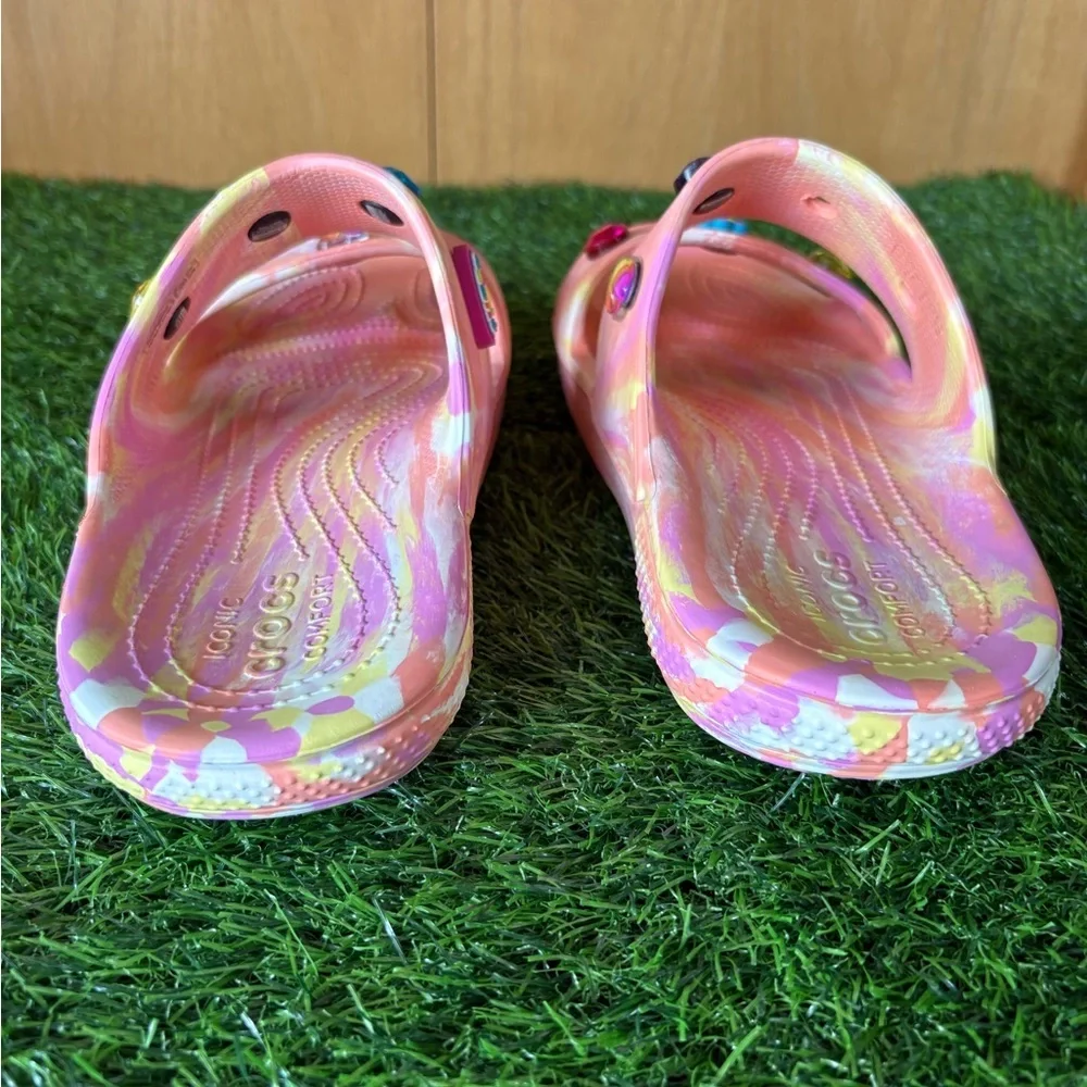 CROCS Unisex Tie Dye 2 Strap Slide Sandals